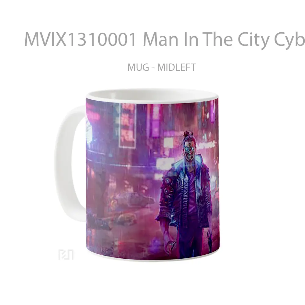 Mug Man In The City Cyberpunk 2077 Cangkir Gamer - All-side / Desain