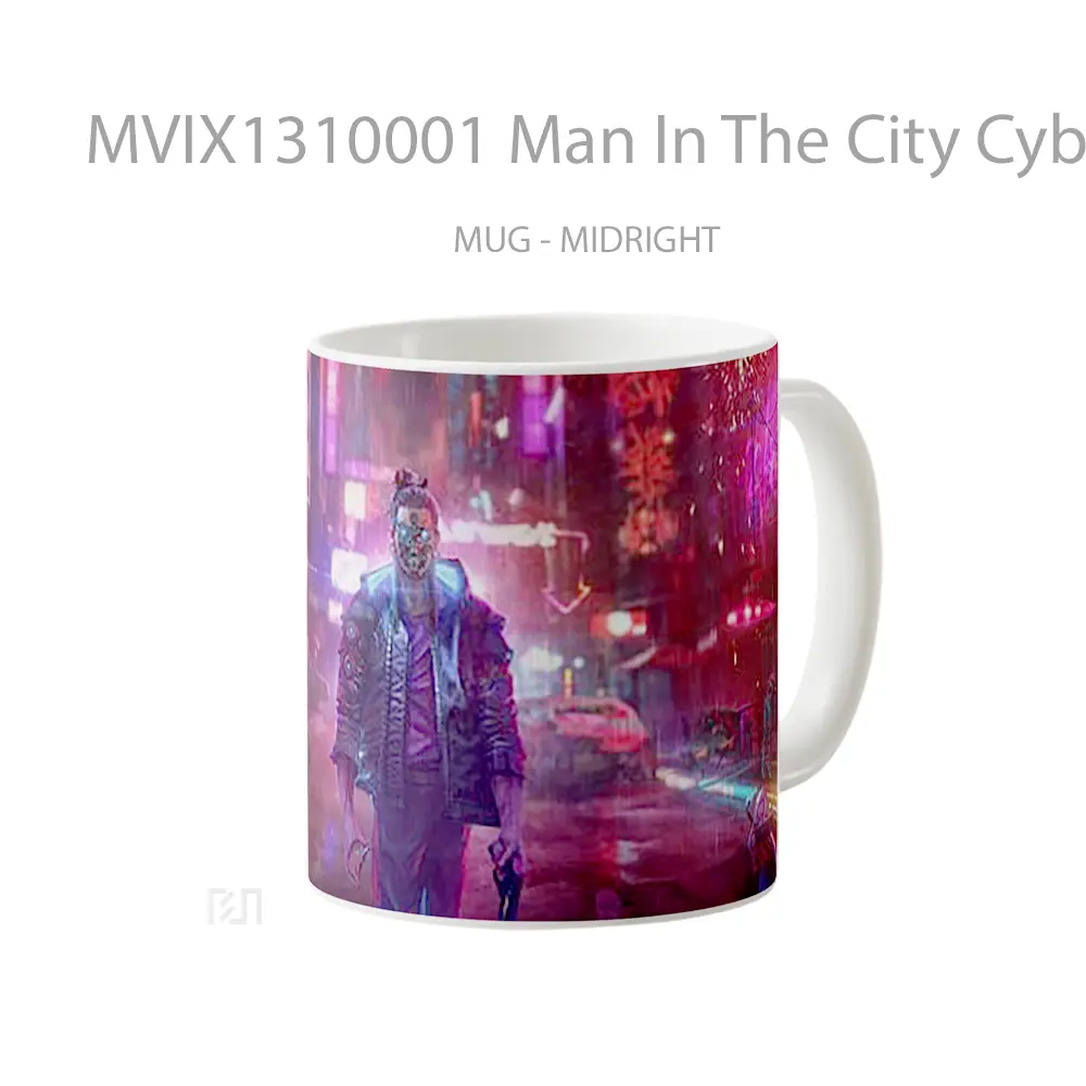 Mug Man In The City Cyberpunk 2077 Cangkir Gamer - All-side / Desain