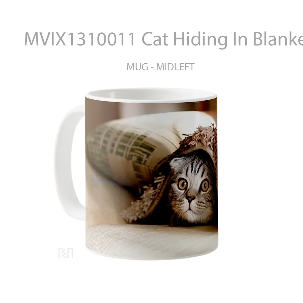 Mug Cat Hiding In Blankets Gelas Hewan Lucu - All-side / Desain