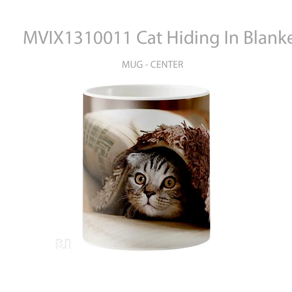 Mug Cat Hiding In Blankets Gelas Hewan Lucu