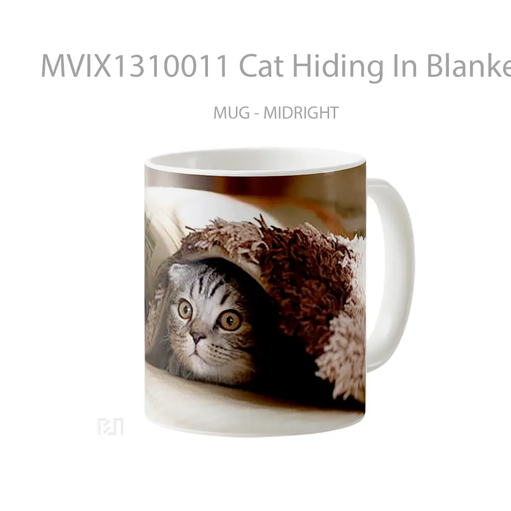 Mug Cat Hiding In Blankets Gelas Hewan Lucu - All-side / Desain