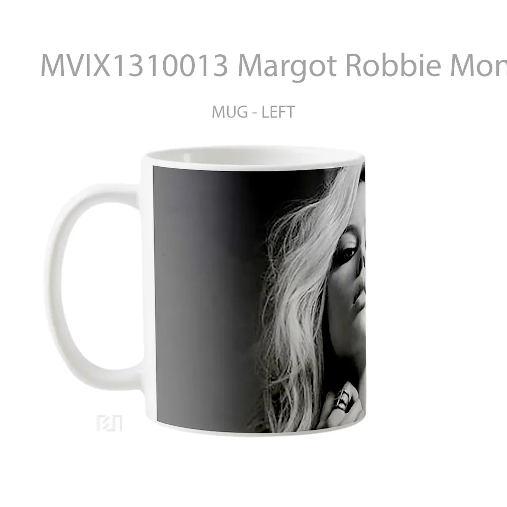 Mug Margot Robbie Monochome Gelas Keramik Unik - All-side / Desain