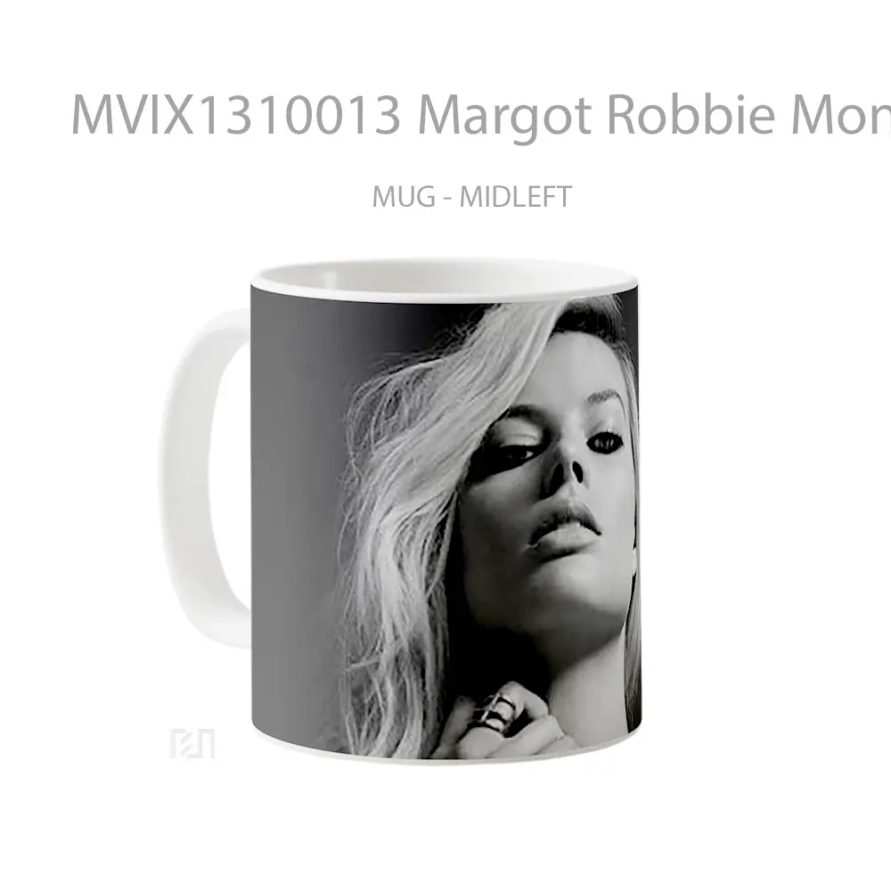 Mug Margot Robbie Monochome Gelas Keramik Unik - All-side / Desain
