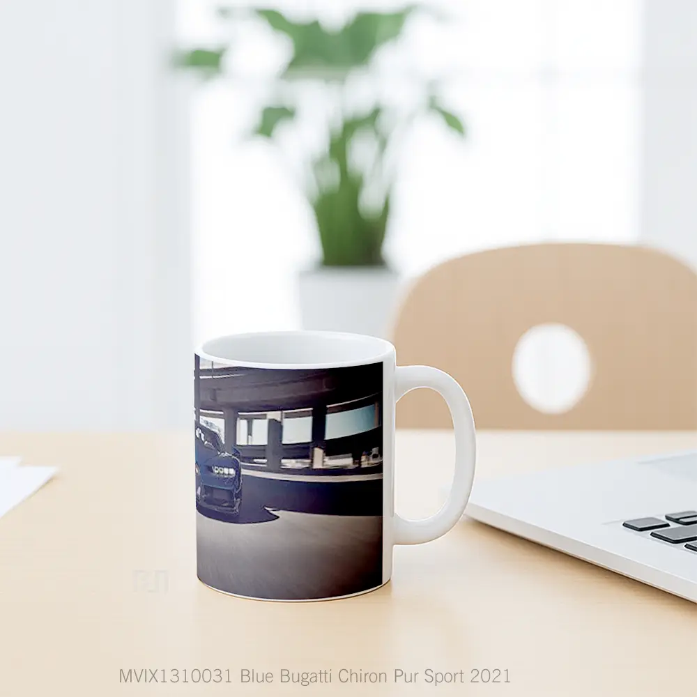 Mug Blue Bugatti Chiron Pur Sport 2021 Cangkir Mobil - All-side / Desain