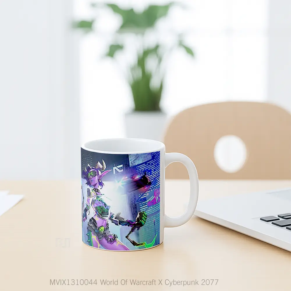 Mug World Of Warcraft X Cyberpunk 2077 Cangkir Gamer - All-side / Desain