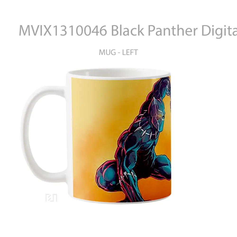 Mug Black Panther Digital Paint Art Gelas Superhero - All-side / Desain