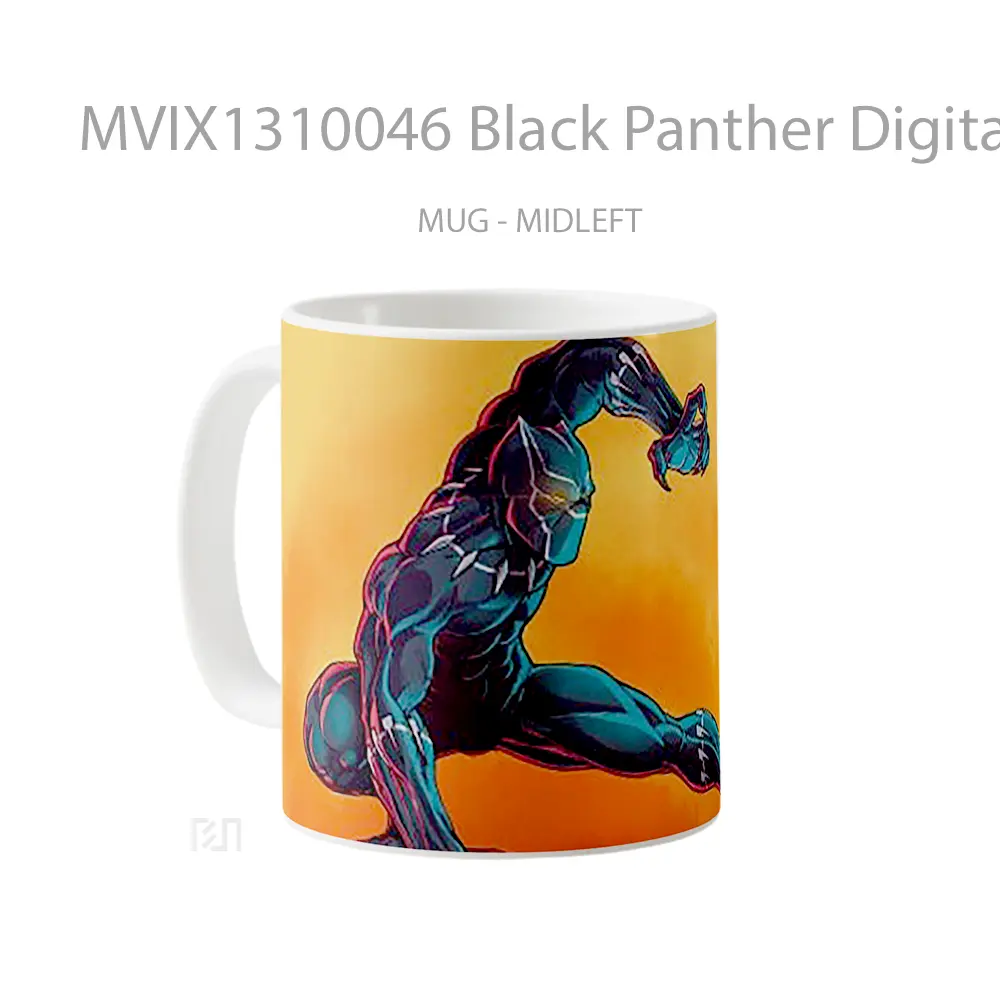 Mug Black Panther Digital Paint Art Gelas Superhero - All-side / Desain