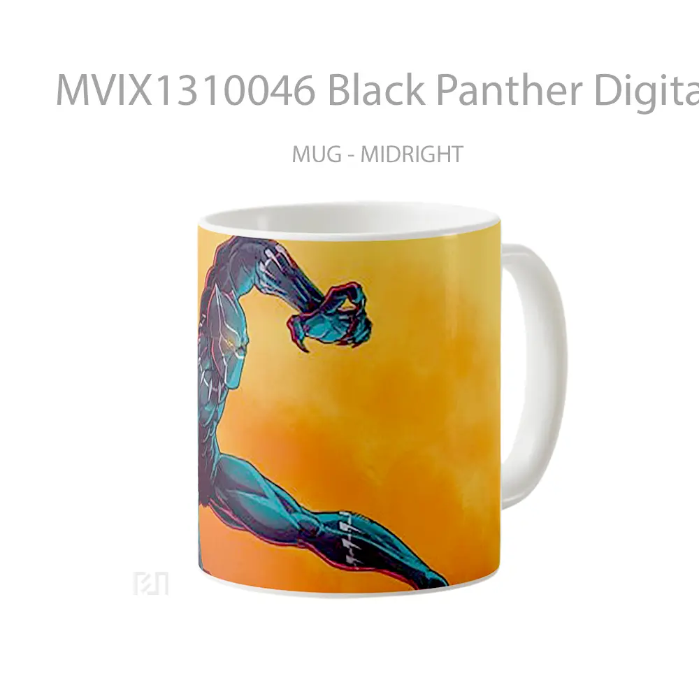 Mug Black Panther Digital Paint Art Gelas Superhero - All-side / Desain