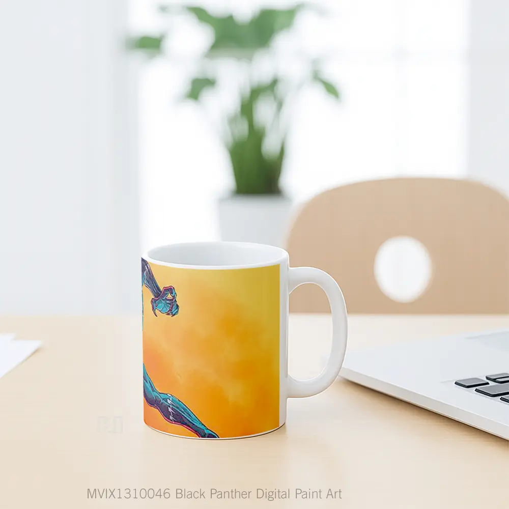 Mug Black Panther Digital Paint Art Gelas Superhero - All-side / Desain