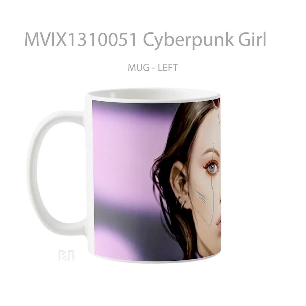 Mug Cyberpunk Girl Cangkir Gamer - All-side / Desain