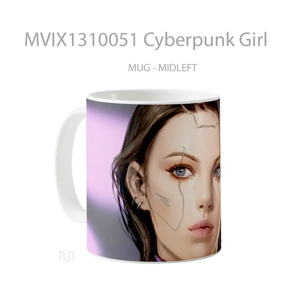 Mug Cyberpunk Girl Cangkir Gamer - All-side / Desain