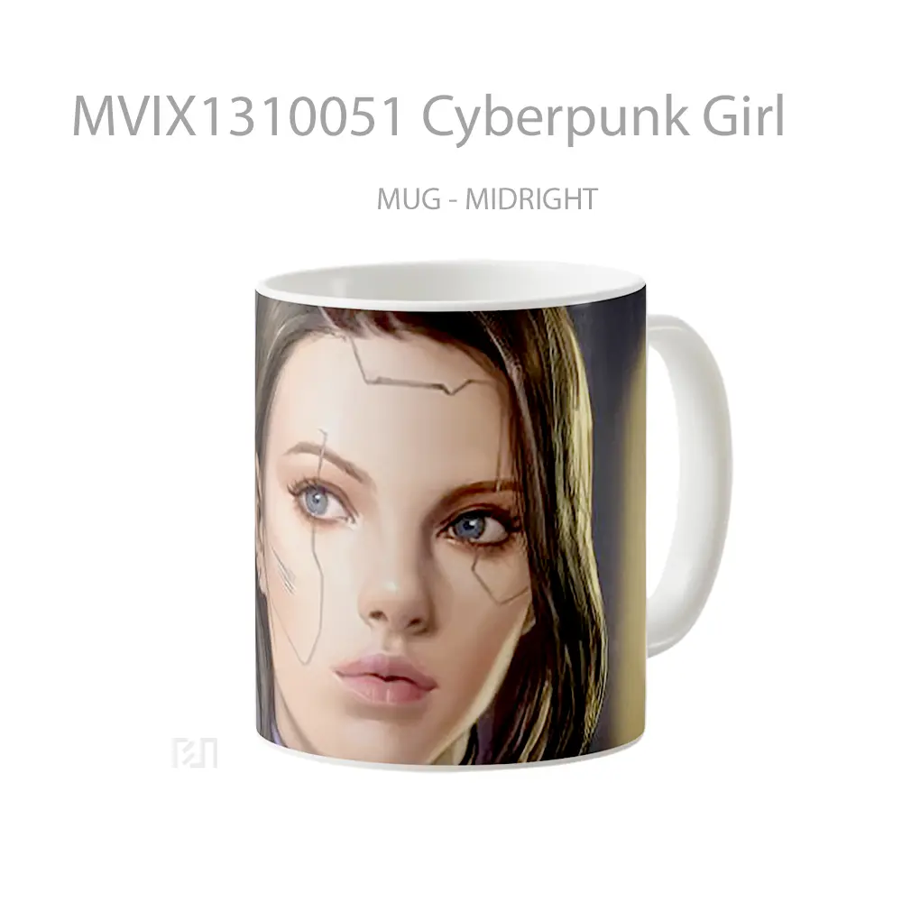Mug Cyberpunk Girl Cangkir Gamer - All-side / Desain