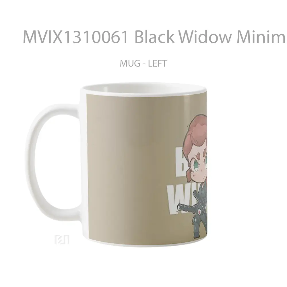 Mug Black Widow Minimalist Gelas Superhero - All-side / Desain