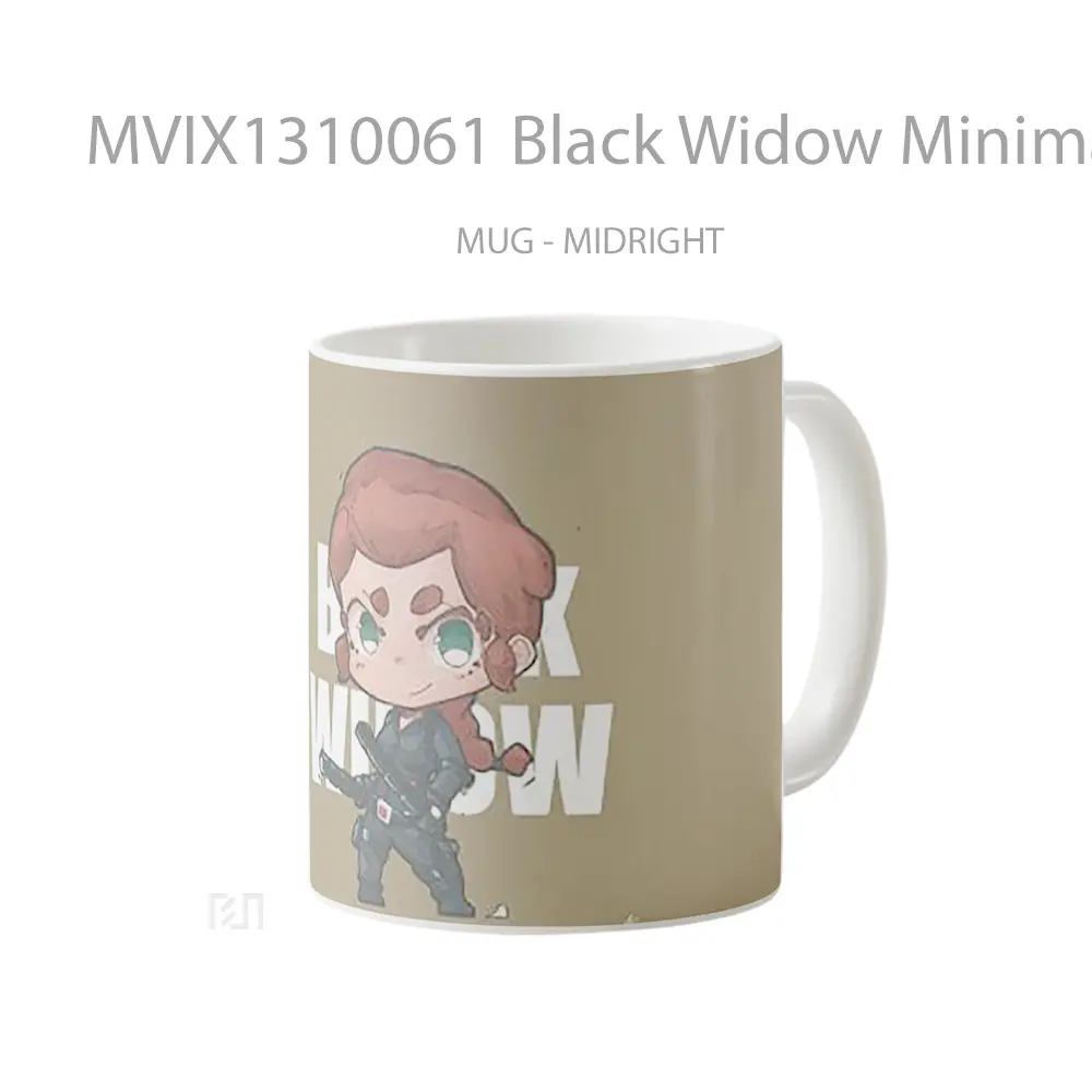 Mug Black Widow Minimalist Gelas Superhero - All-side / Desain