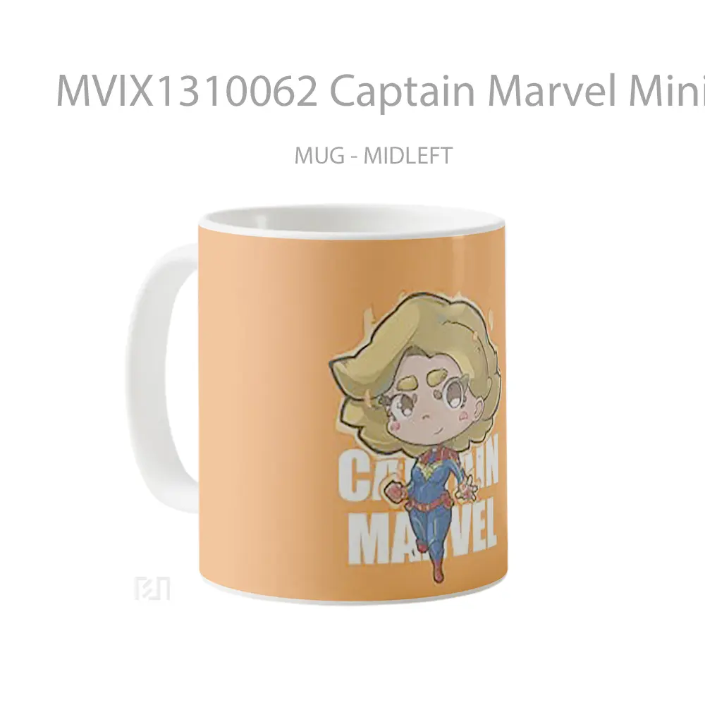 Mug Captain Marvel Minimalist Gelas Superhero - All-side / Desain