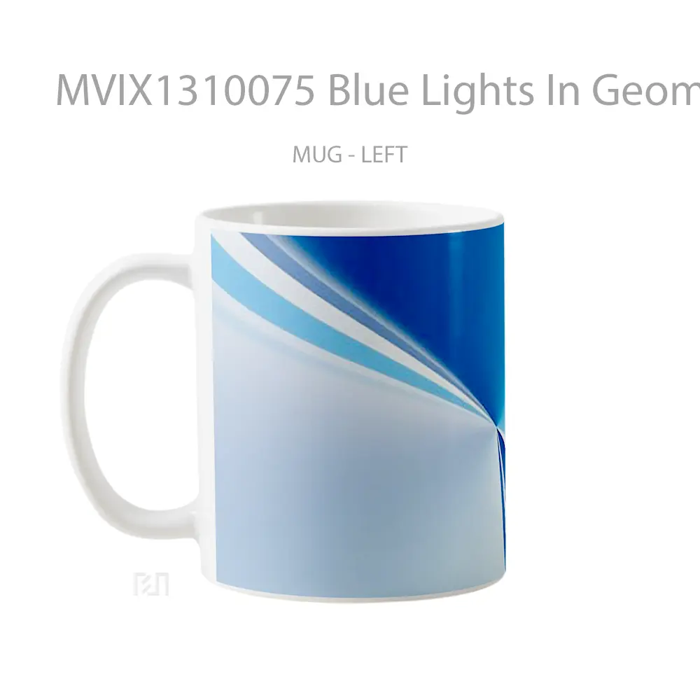Mug Blue Lights In Geometric Shapes Gelas Seni Modern - All-side / Desain