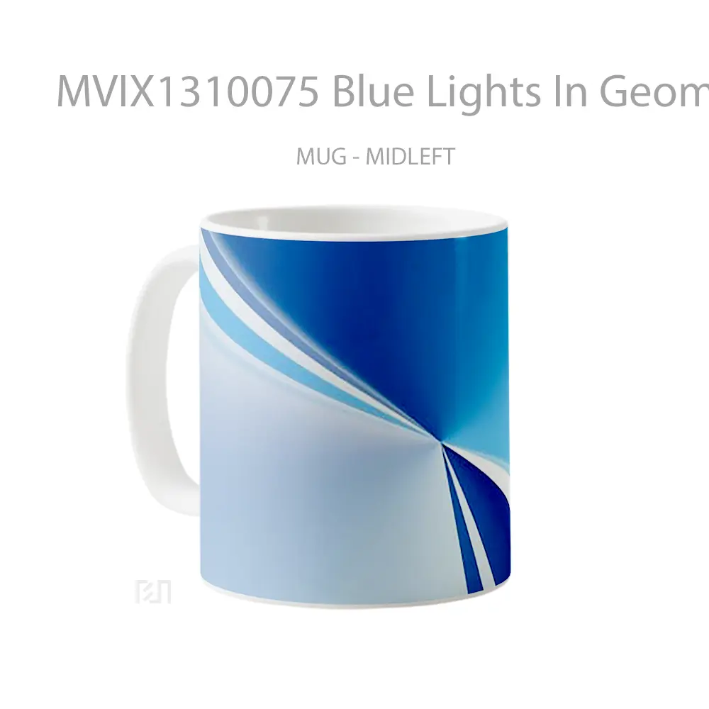 Mug Blue Lights In Geometric Shapes Gelas Seni Modern - All-side / Desain