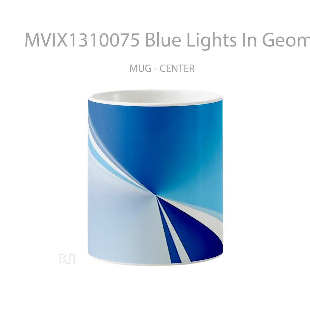 Mug Blue Lights In Geometric Shapes Gelas Seni Modern