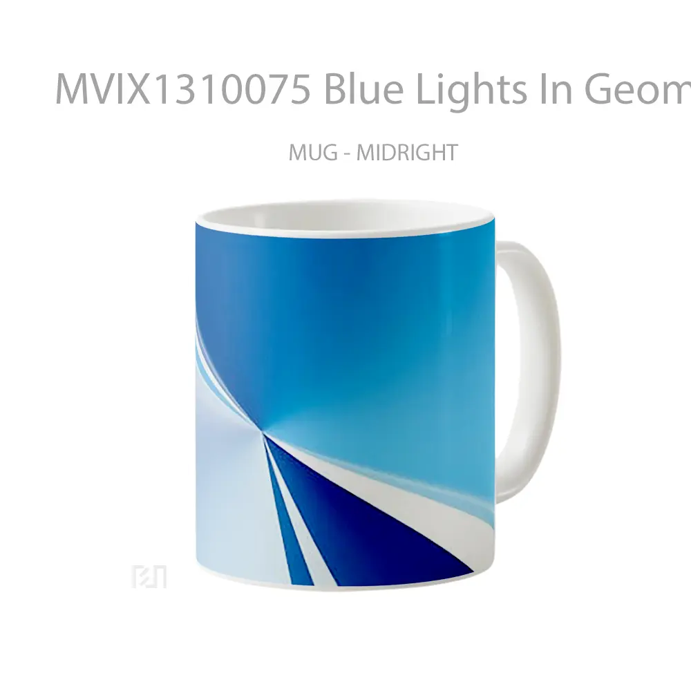 Mug Blue Lights In Geometric Shapes Gelas Seni Modern - All-side / Desain