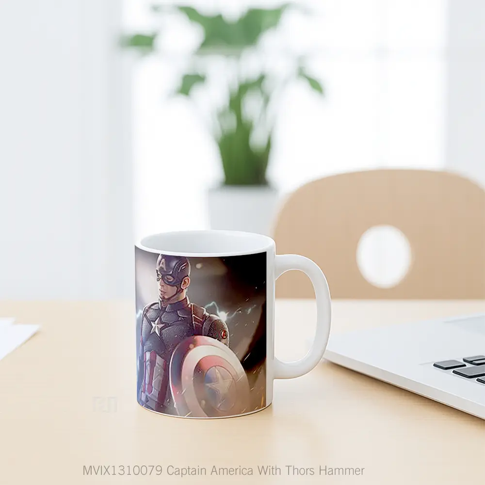 Mug Captain America With Thors Hammer Gelas Superhero - All-side / Desain