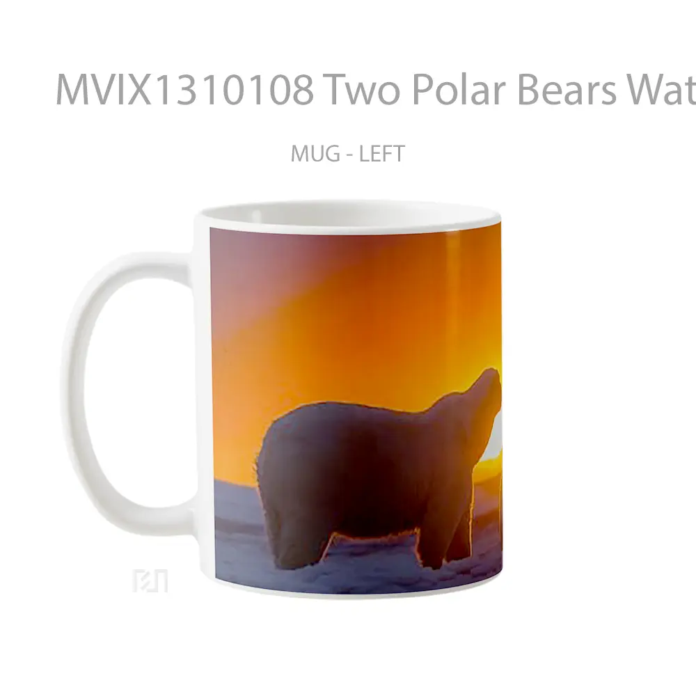 Mug Two Polar Bears Watching Sunset Gelas Hewan Lucu - All-side / Desain