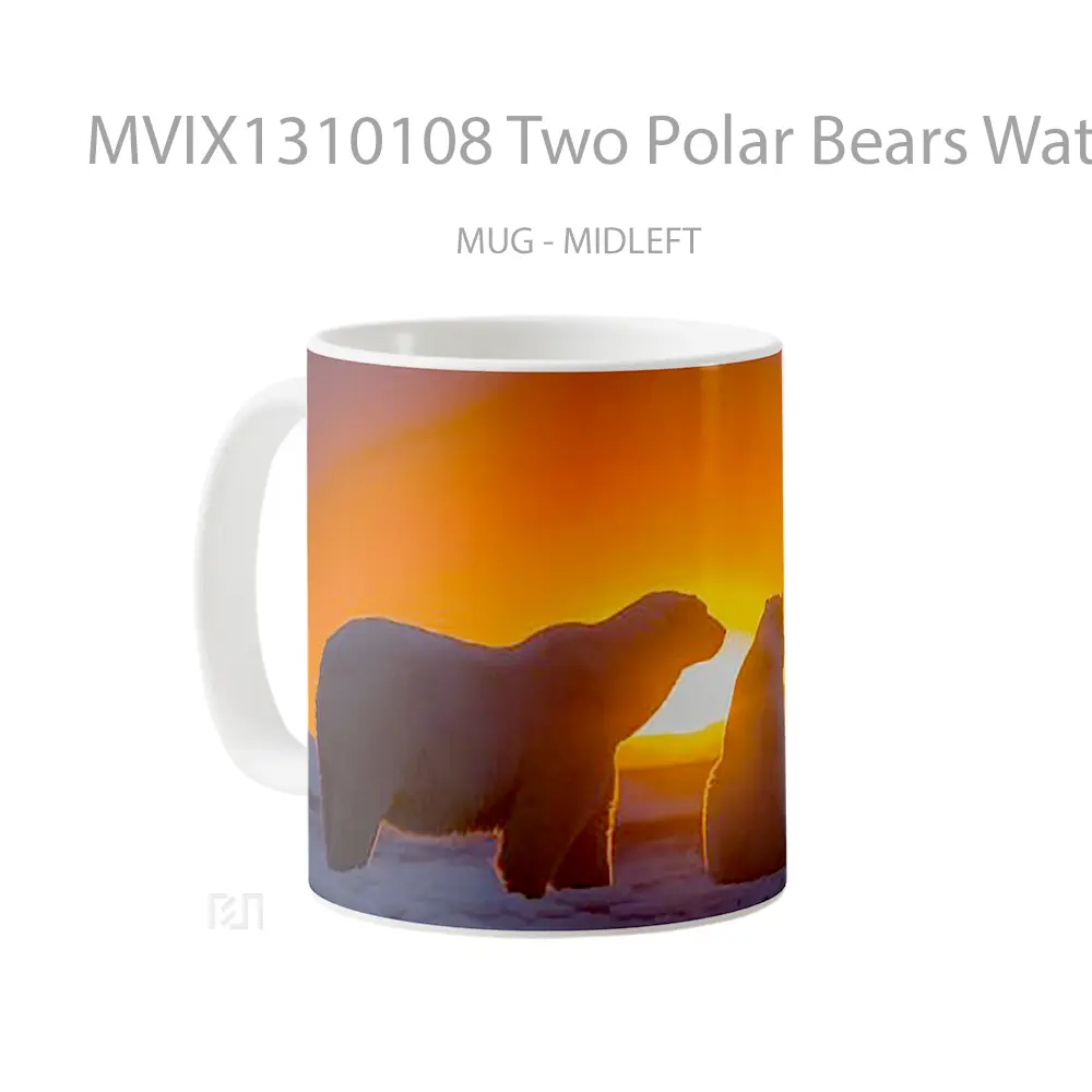 Mug Two Polar Bears Watching Sunset Gelas Hewan Lucu - All-side / Desain