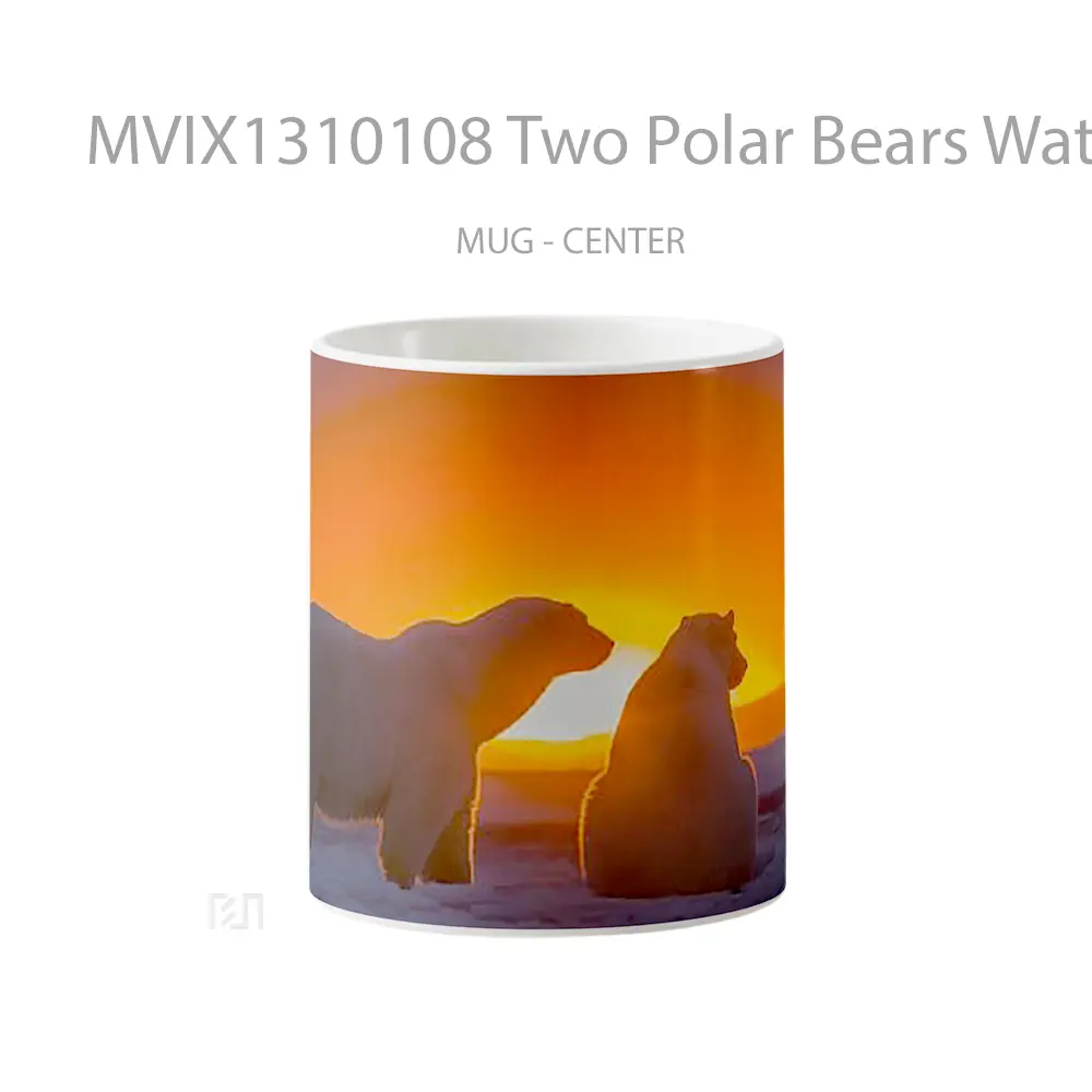 Mug Two Polar Bears Watching Sunset Gelas Hewan Lucu