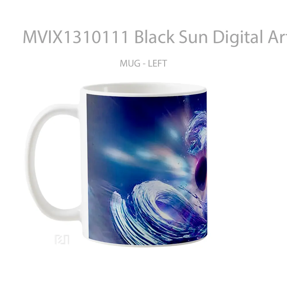Mug Black Sun Digital Art Gelas Seni Modern - All-side / Desain