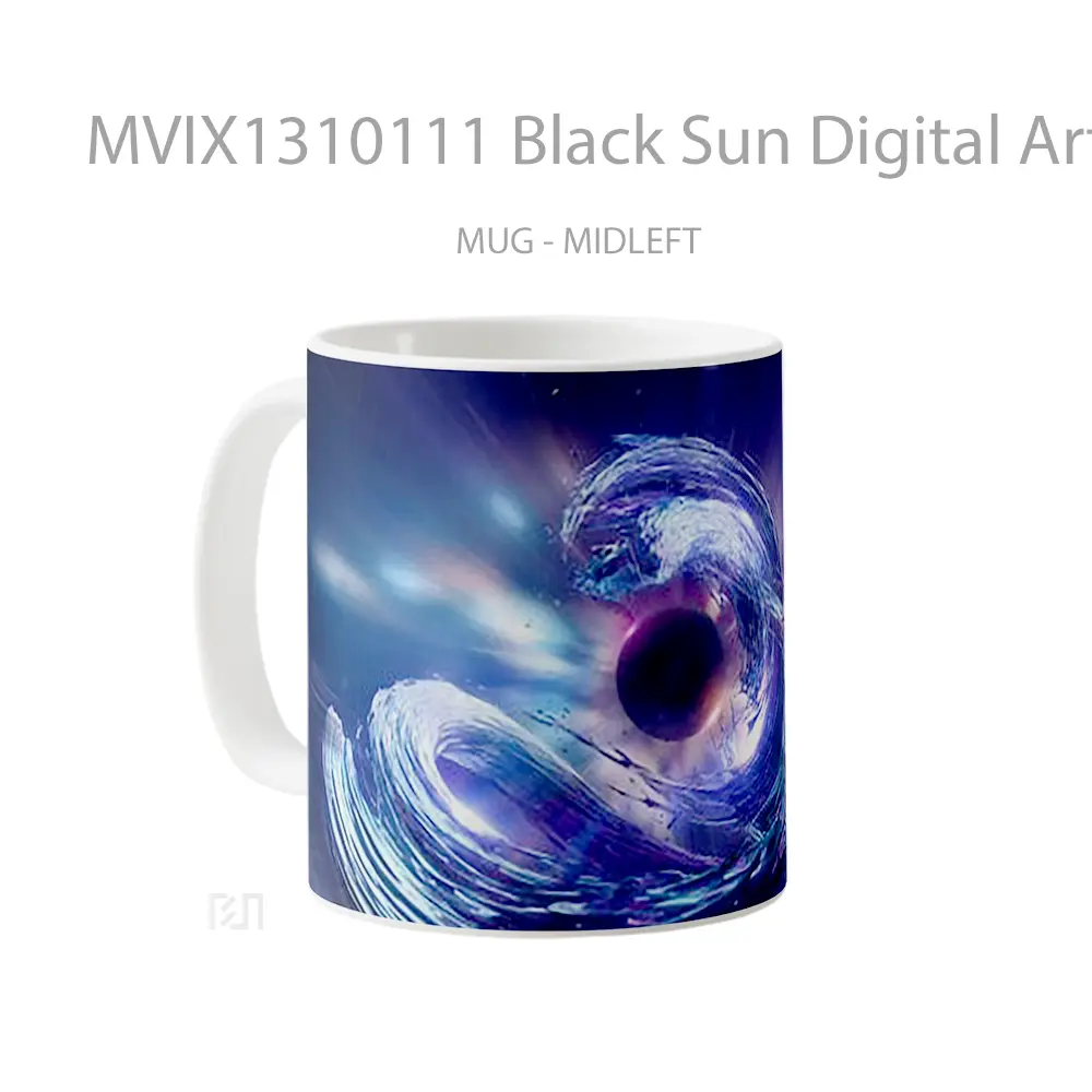 Mug Black Sun Digital Art Gelas Seni Modern - All-side / Desain