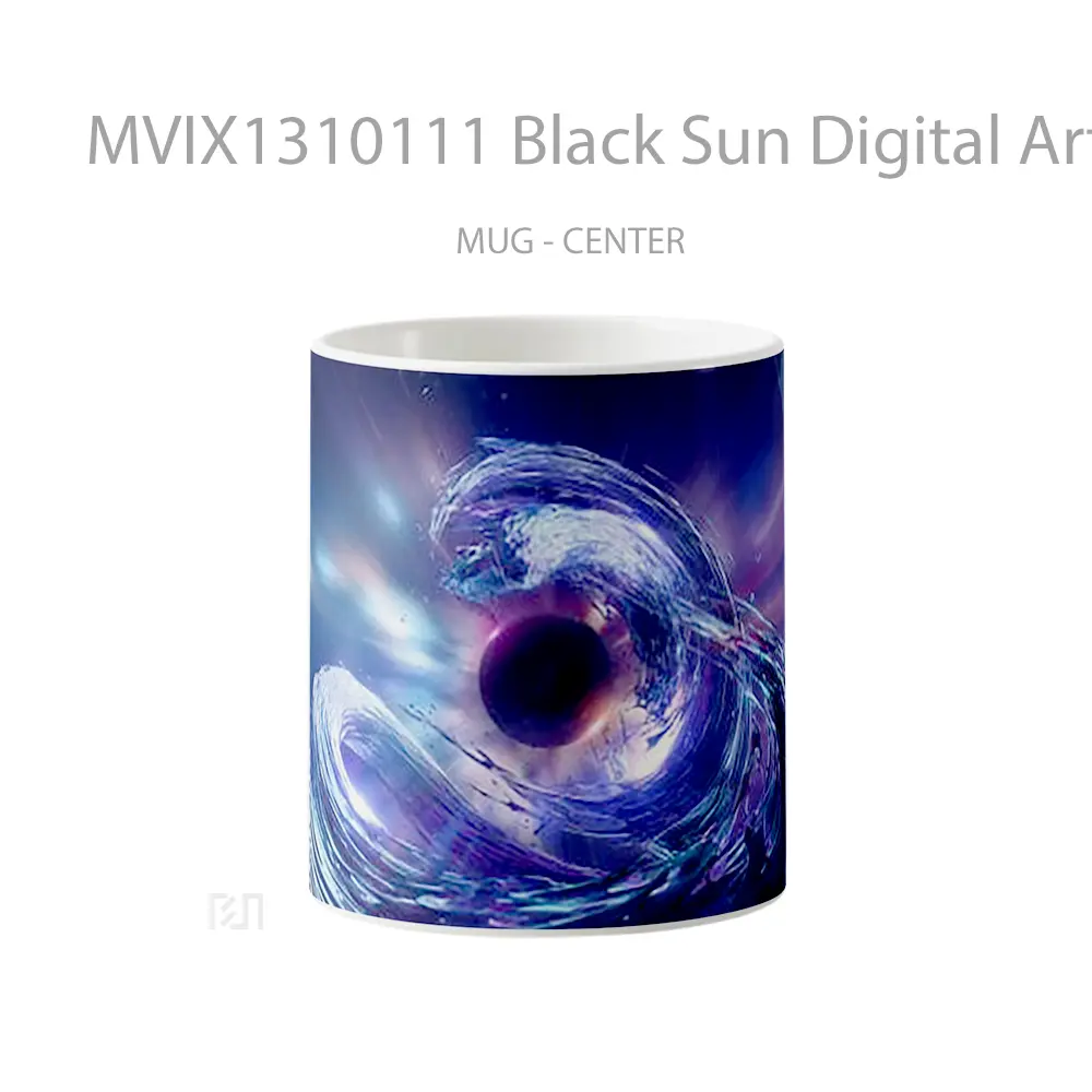 Mug Black Sun Digital Art Gelas Seni Modern