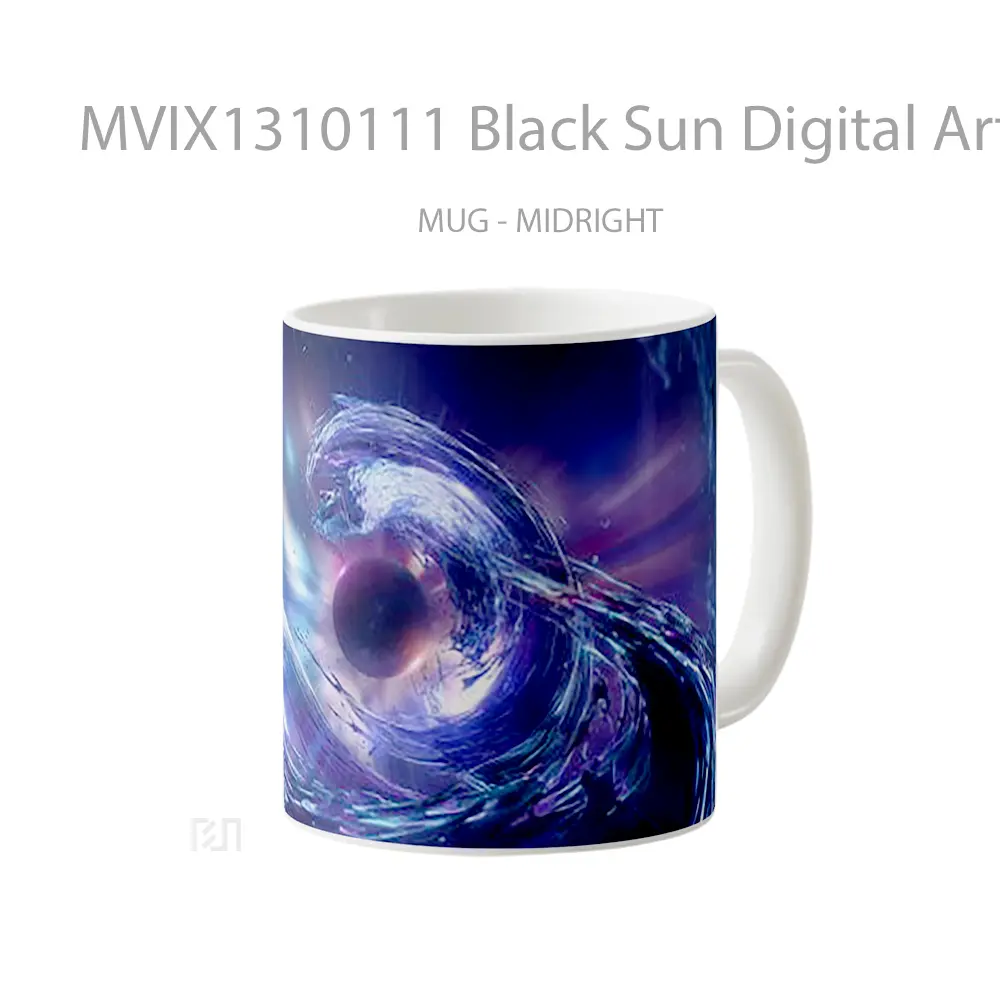 Mug Black Sun Digital Art Gelas Seni Modern - All-side / Desain