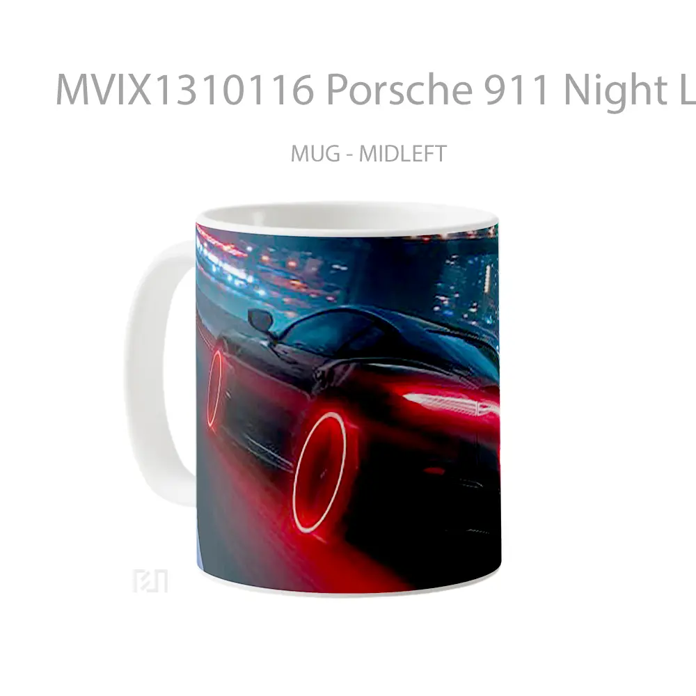 Mug Porsche 911 Night Life Cangkir Mobil - All-side / Desain