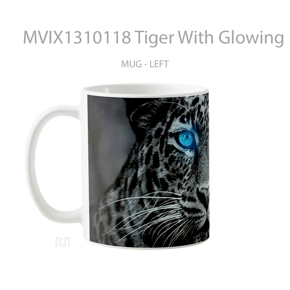Mug Tiger With Glowing Blue Eyes Gelas Hewan Lucu - All-side / Desain