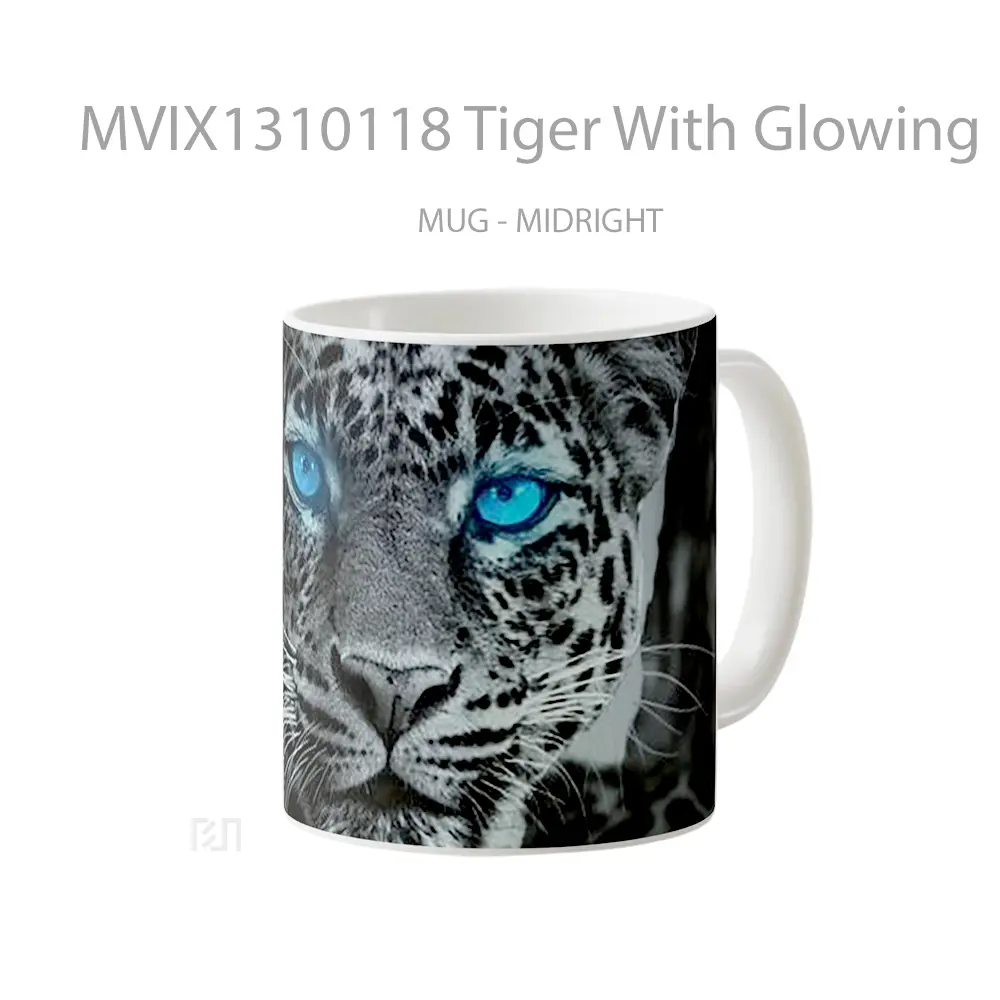 Mug Tiger With Glowing Blue Eyes Gelas Hewan Lucu - All-side / Desain