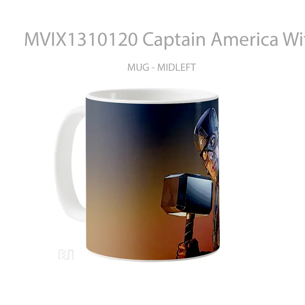 Mug Captain America With Hammer Gelas Superhero - All-side / Desain