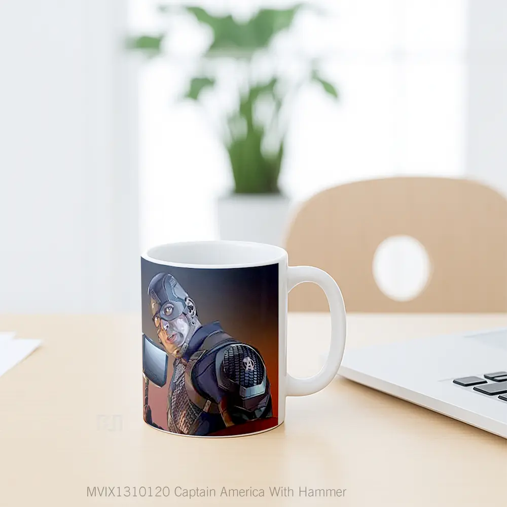 Mug Captain America With Hammer Gelas Superhero - All-side / Desain
