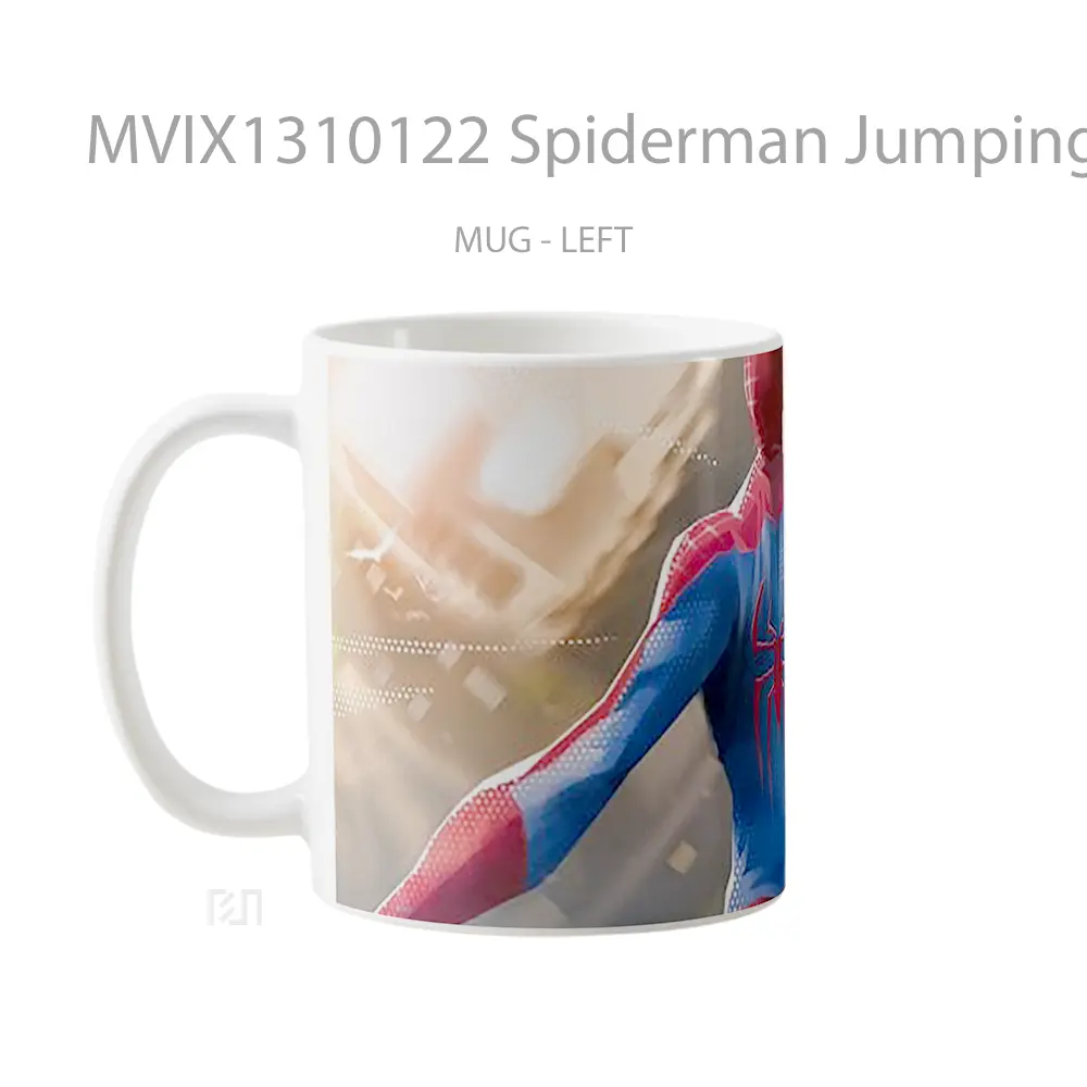 Mug Spiderman Jumping Out Of Buildings Gelas Superhero - All-side / Desain