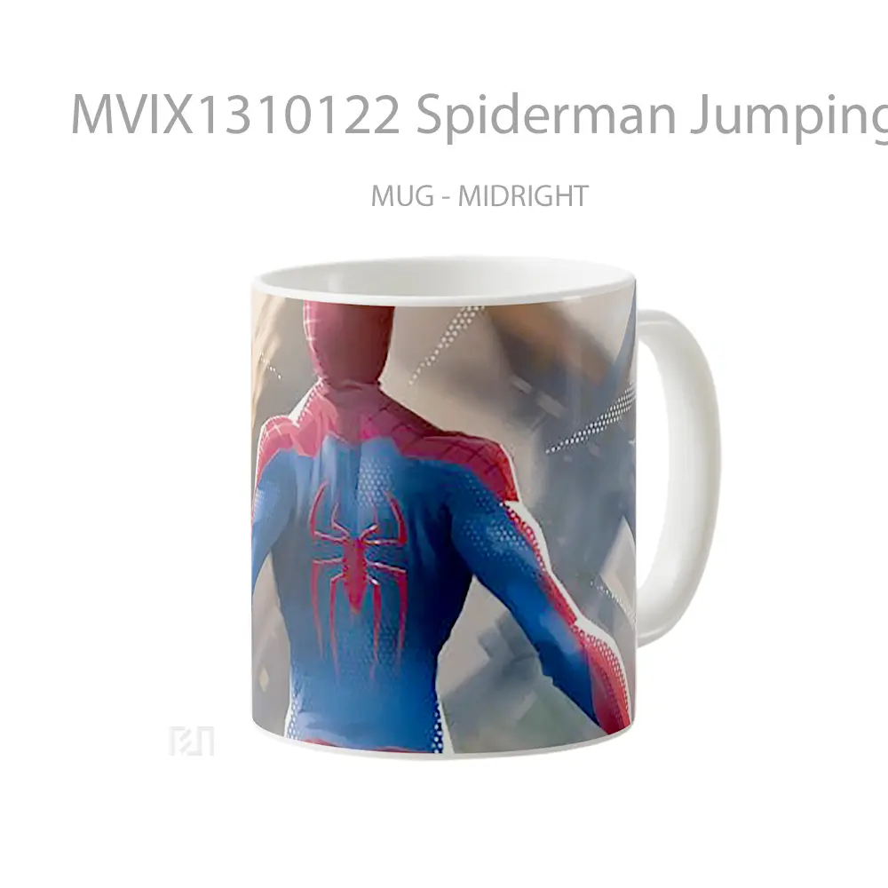 Mug Spiderman Jumping Out Of Buildings Gelas Superhero - All-side / Desain