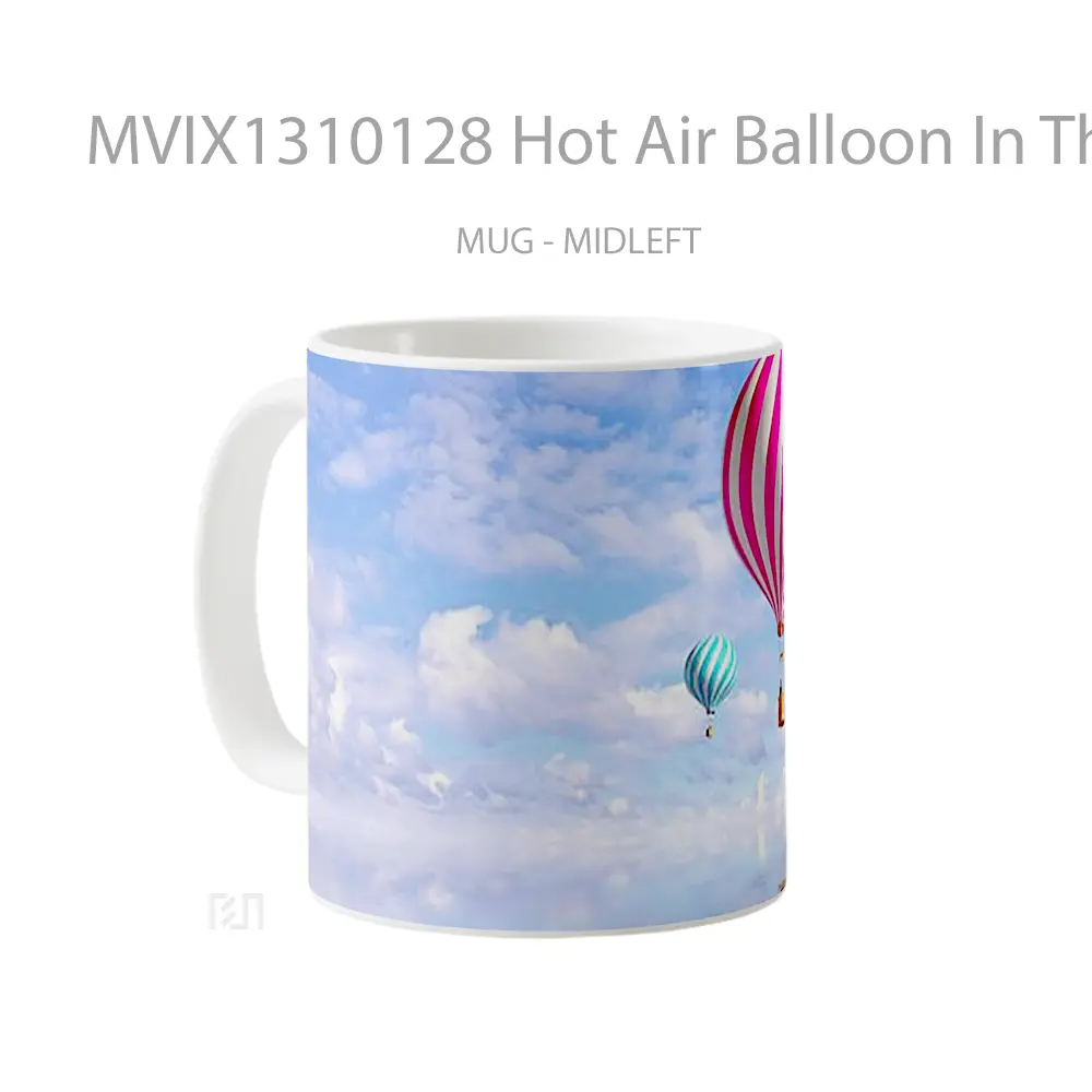 Mug Hot Air Balloon In The Clouds Gelas Pemandangan Alam - All-side / Desain
