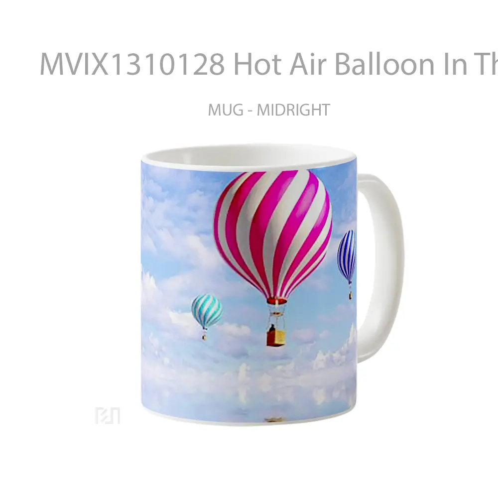 Mug Hot Air Balloon In The Clouds Gelas Pemandangan Alam - All-side / Desain