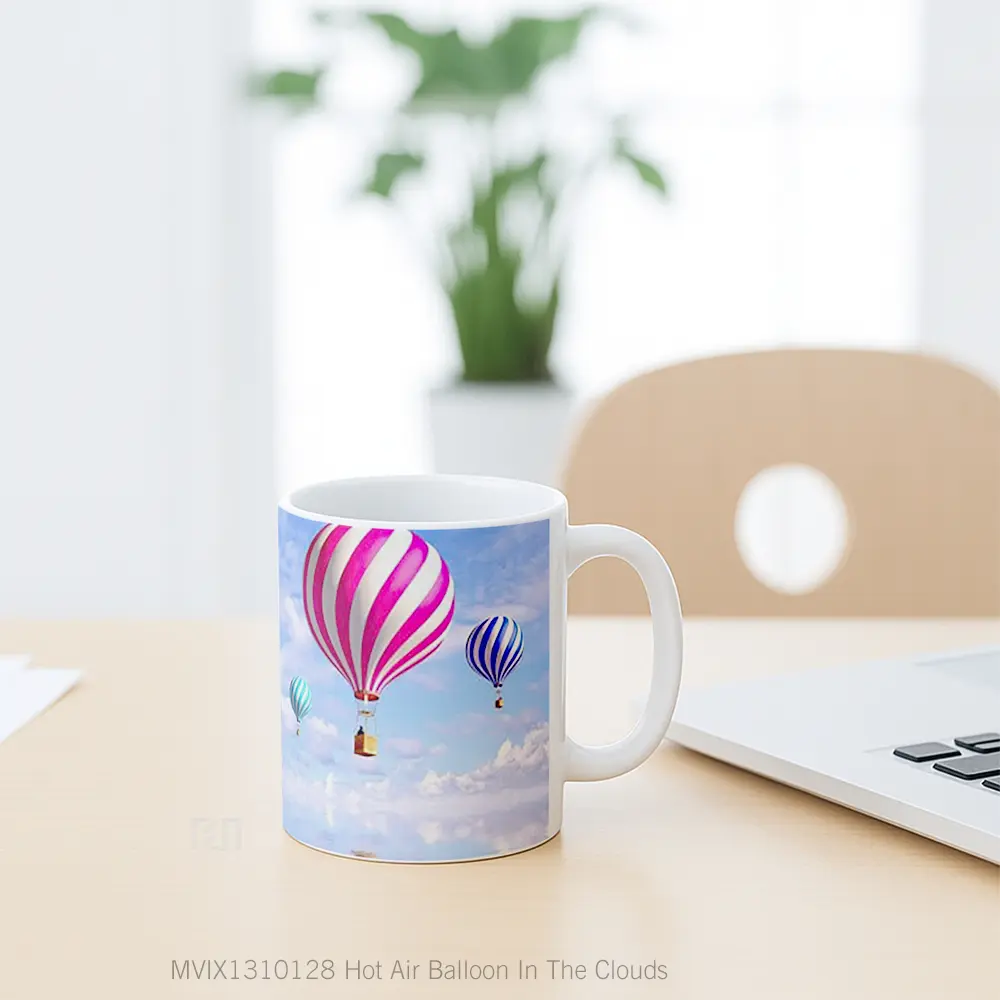 Mug Hot Air Balloon In The Clouds Gelas Pemandangan Alam - All-side / Desain