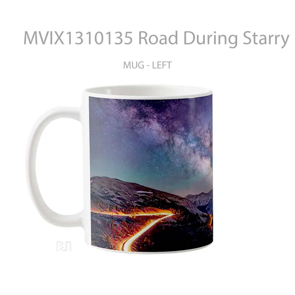Mug Road During Starry Night Gelas Keramik Unik - All-side / Desain