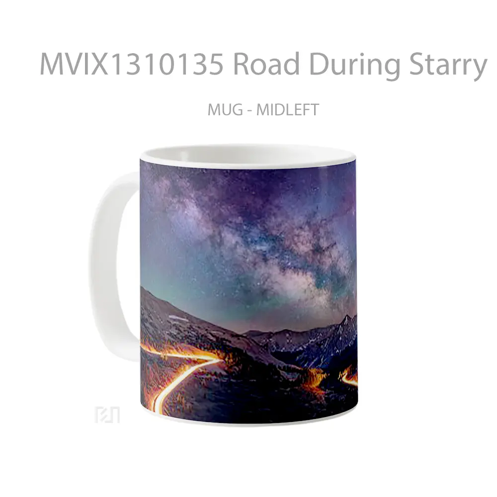Mug Road During Starry Night Gelas Keramik Unik - All-side / Desain