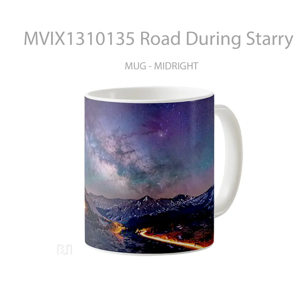 Mug Road During Starry Night Gelas Keramik Unik - All-side / Desain