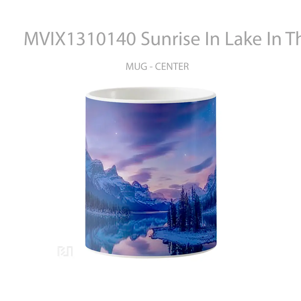 Mug Sunrise In Lake In The Mountains Scenery Gelas Pemandangan Alam