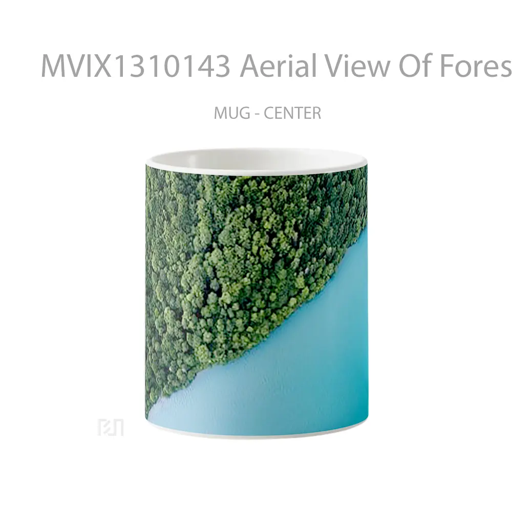 Mug Aerial View Of Forest And Lake Gelas Pemandangan Alam