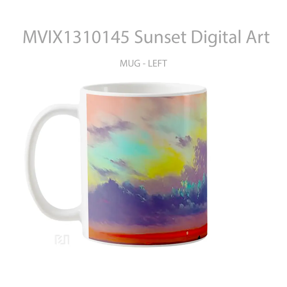 Mug Sunset Digital Art Gelas Pemandangan Alam - All-side / Desain
