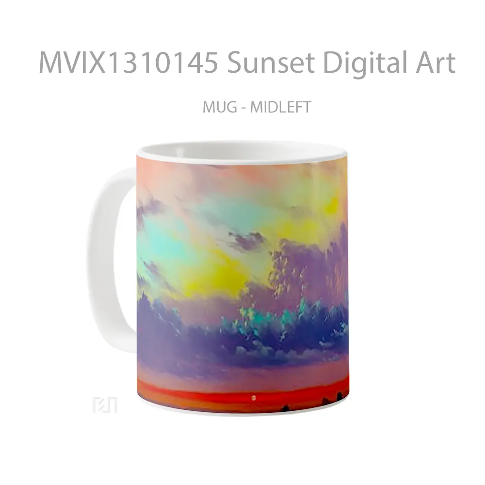 Mug Sunset Digital Art Gelas Pemandangan Alam - All-side / Desain