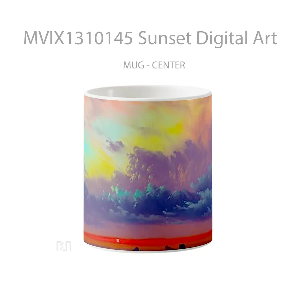 Mug Sunset Digital Art Gelas Pemandangan Alam