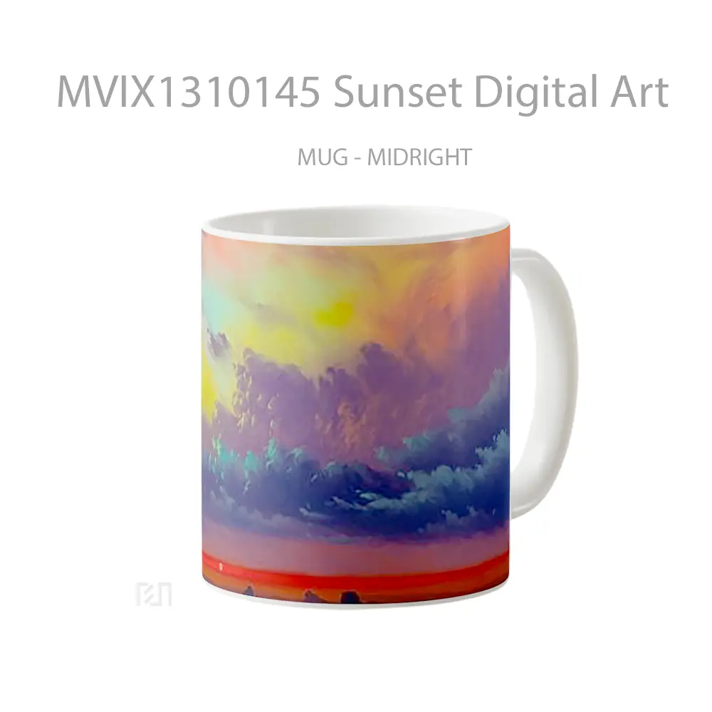 Mug Sunset Digital Art Gelas Pemandangan Alam - All-side / Desain